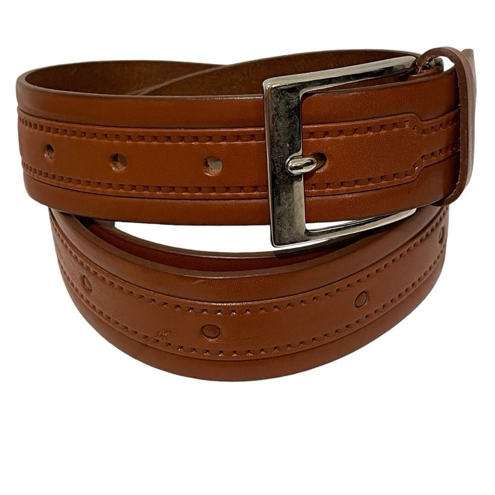 Lord Leather Belt Made In Italy Tan with Silver Tone Buckle
